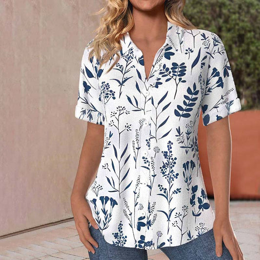 Sonia - Casual Flower Print Blouse