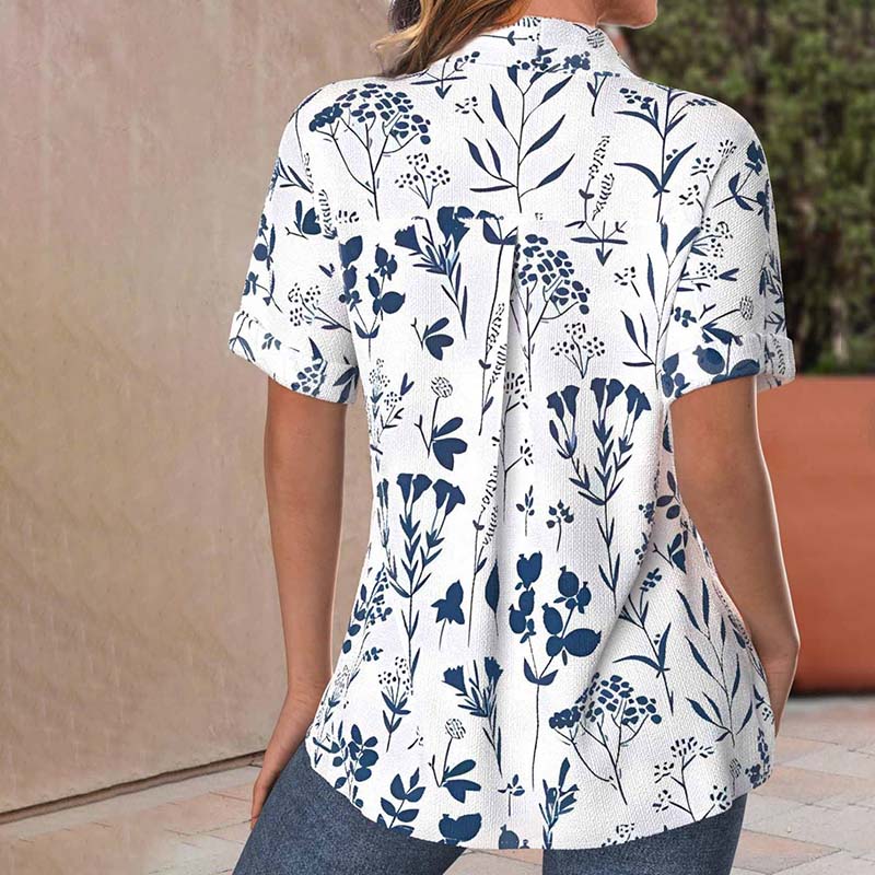 Sonia - Casual Flower Print Blouse