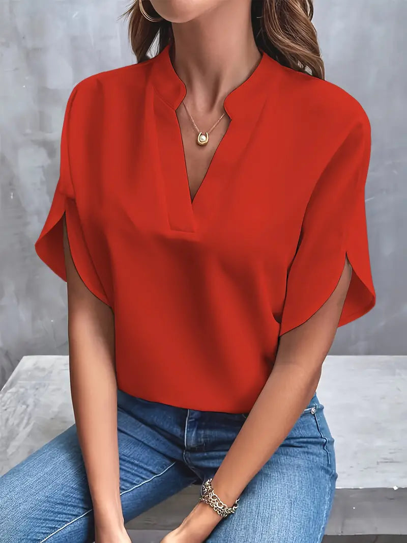 Crystal - Elegant V-neck Blouse