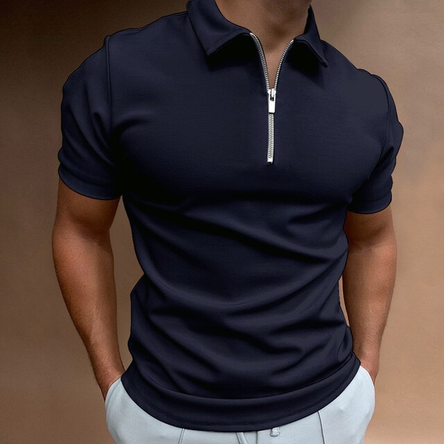 Lucas - Trendy Men's Polo Shirt with Zipper