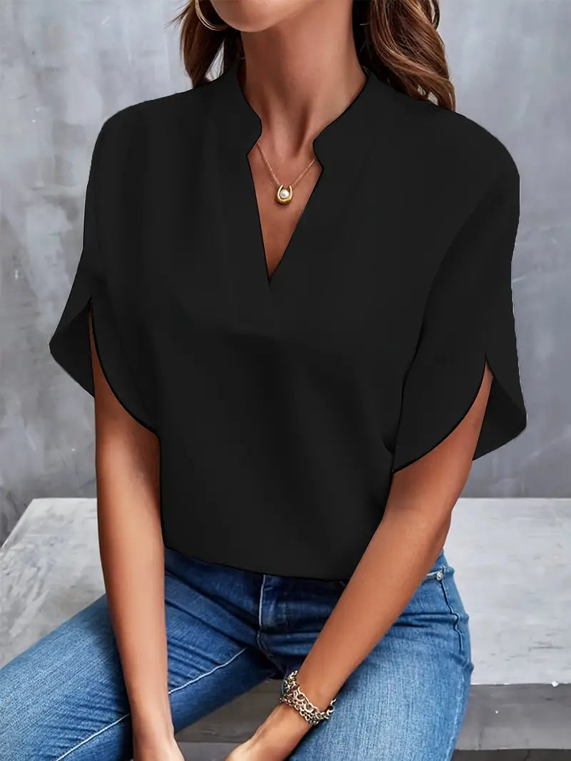 Crystal - Elegant V-neck Blouse