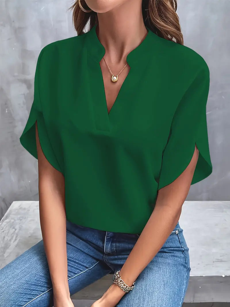 Crystal - Elegant V-neck Blouse