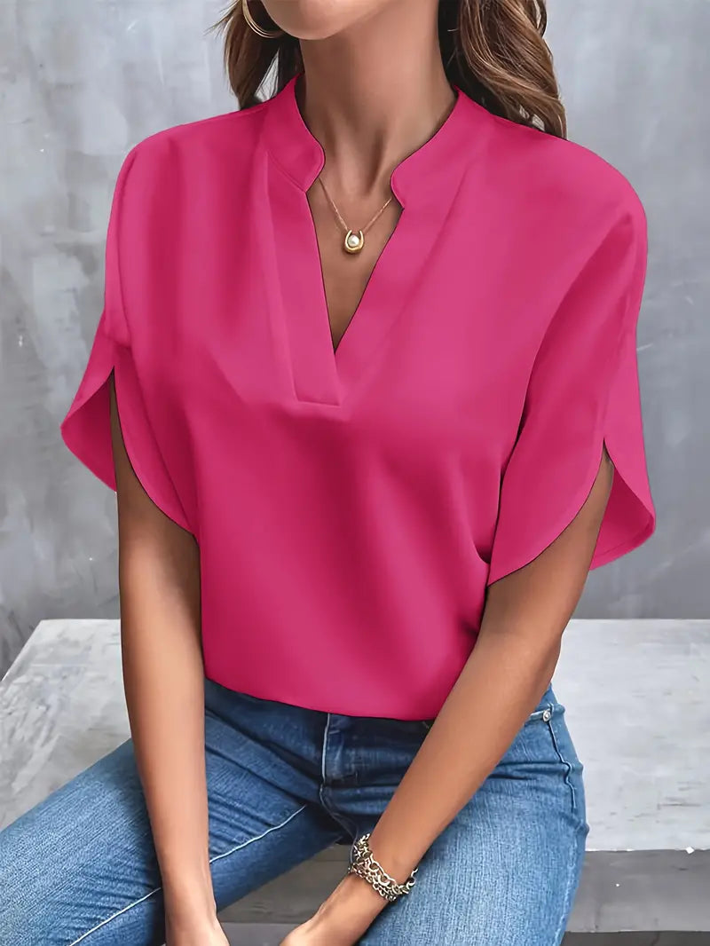 Crystal - Elegant V-neck Blouse